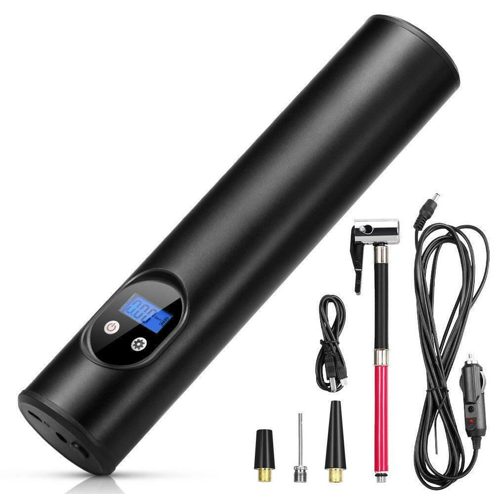 150PSI Smart Bike Electric Pump Auto Off Bicycle Tire Pump Rechargeable Emergency Tyre Pump Flashlight with Car Charger-WAYBIKER
