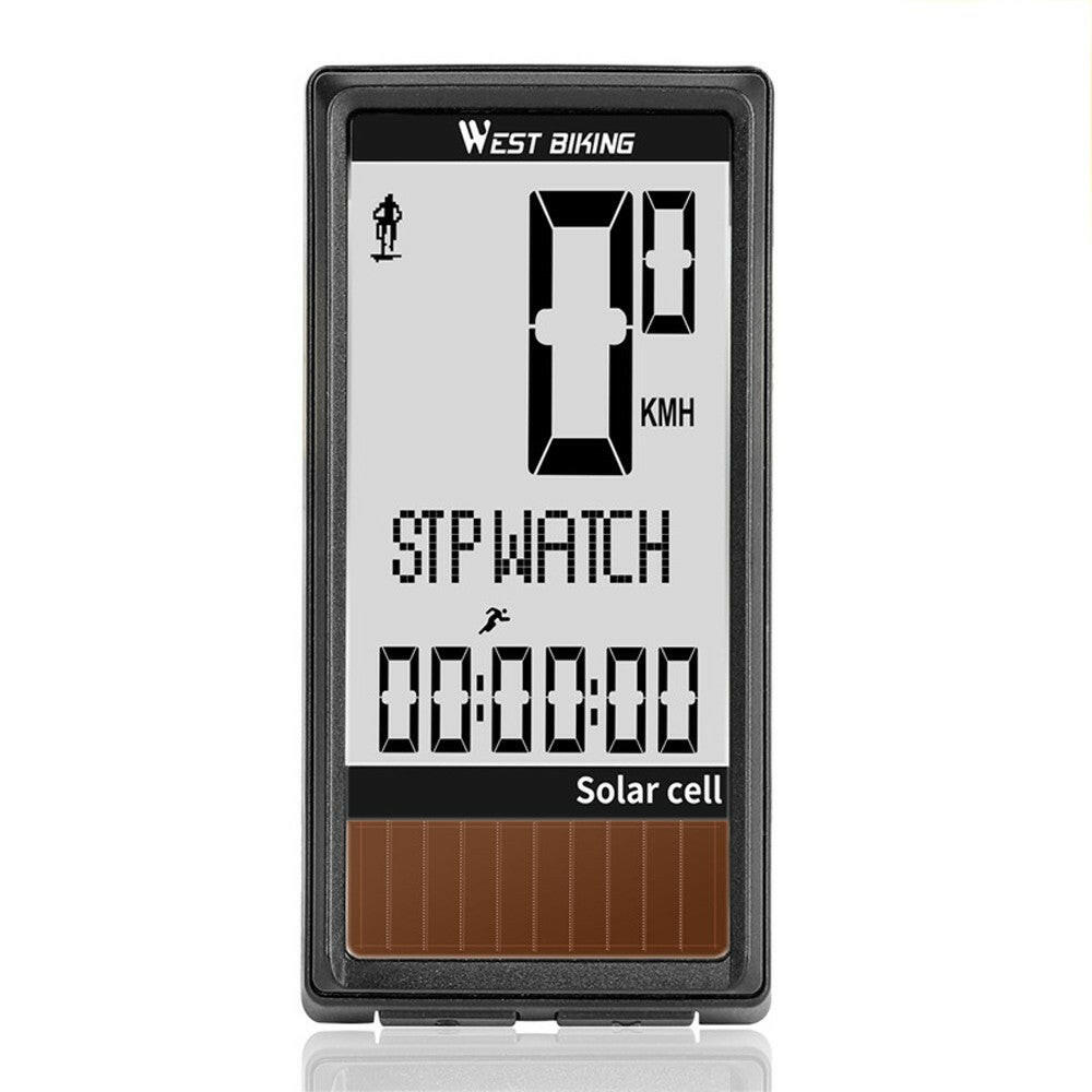 Solar Cell 5 Languages Wireless Bike Computer Auto ON/OFF Cycling Speedometer Odometer Waterproof Backlight Bicycles Stopwatch