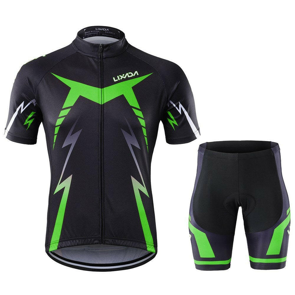 LIXADA Cycling Cloth Set Cycling Shirt Shorts Bicycle Short Sleeve Set with Cushion Protection