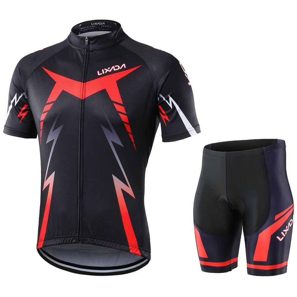 LIXADA Cycling Cloth Set Cycling Shirt Shorts Bicycle Short Sleeve Set with Cushion Protection-WAYBIKER