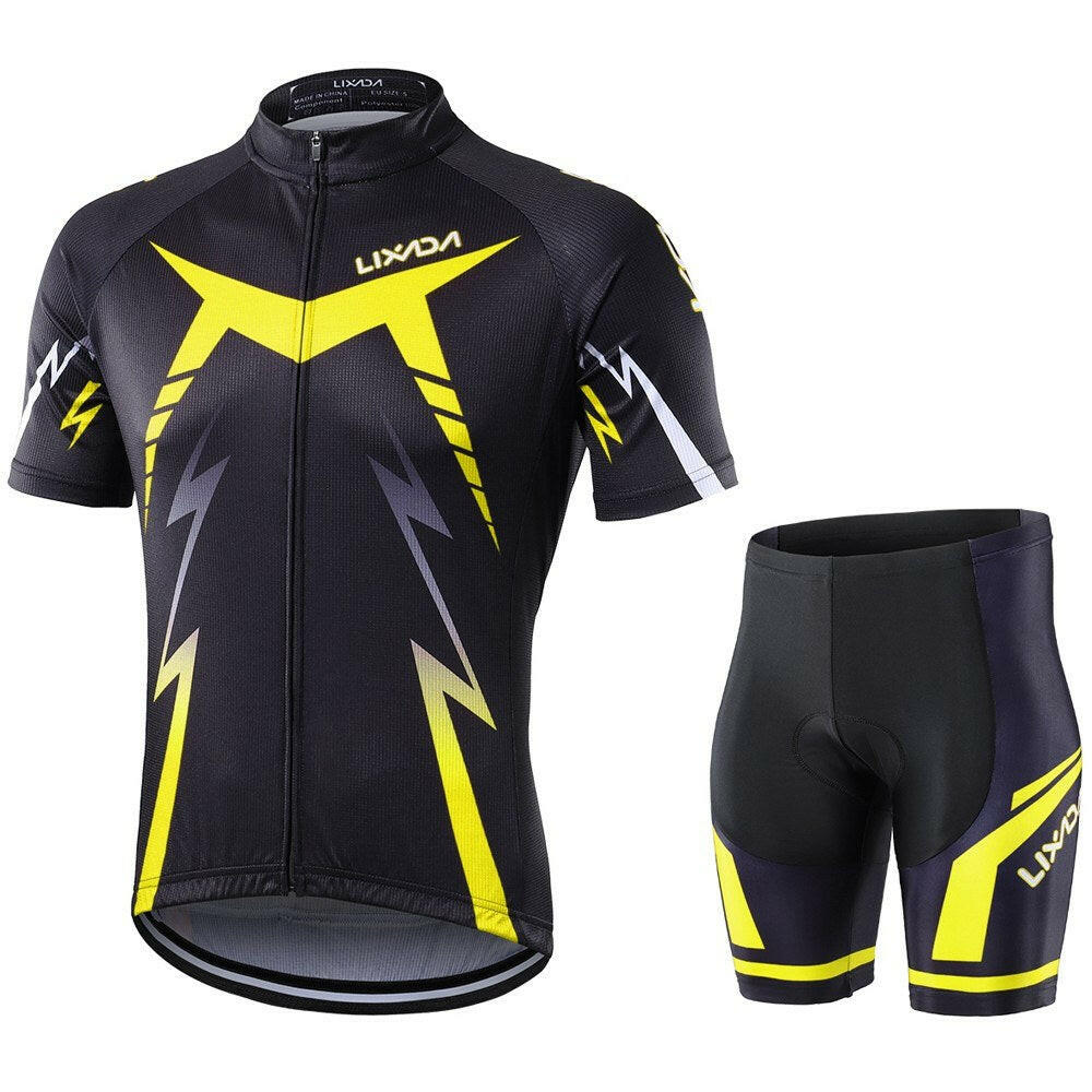 LIXADA Cycling Cloth Set Cycling Shirt Shorts Bicycle Short Sleeve Set with Cushion Protection