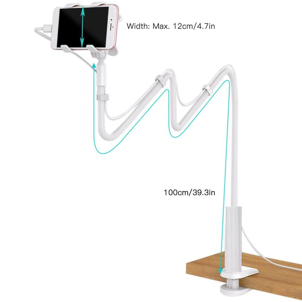 Phone Holder Bed Phone Holder Mount with Flexible Arm 360 Degree Rotation Phone Clamp Clip Stand Bedside Bracket Stand