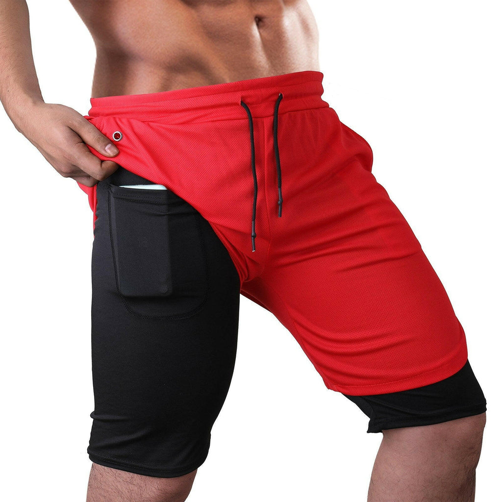Men's Workout Running Gym Shorts 2 in 1 Athletic Shorts with Pockets Outdoor Sports Trainning Shorts