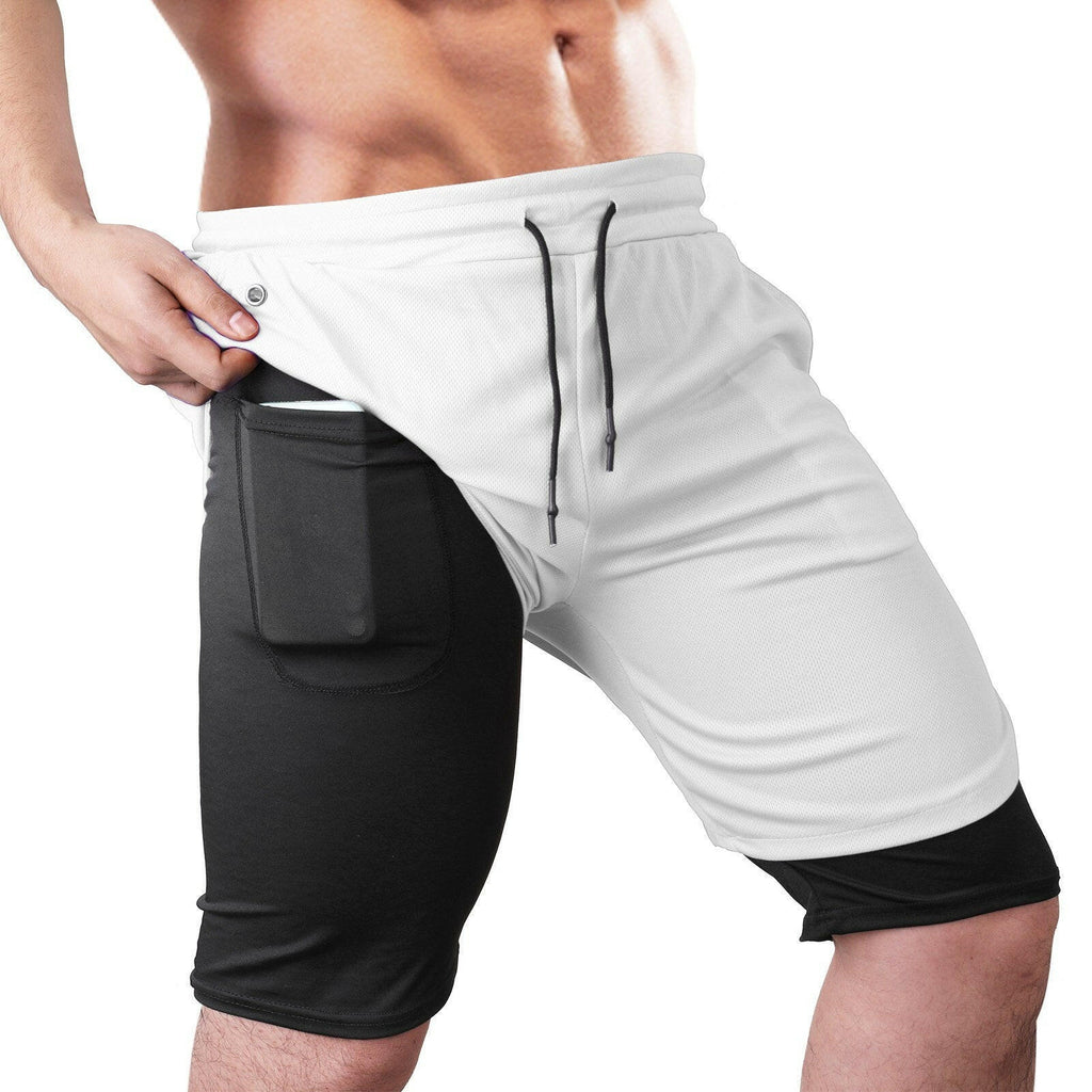 Men's Workout Running Gym Shorts 2 in 1 Athletic Shorts with Pockets Outdoor Sports Trainning Shorts