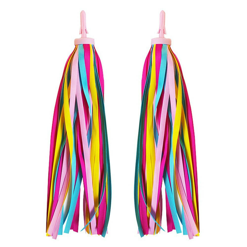 2 PCS Kid's Rainbow Bike Streamers For Girls Boys Children's Tassel Scooters Ribbons Bike Handlebar Streamers Ribbons-WAYBIKER