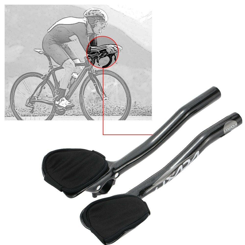 Lixada Carbon Fiber Road Bike Bicycle Aero Bar Rest Handlebar Aerobar 31.8mm