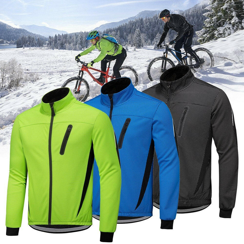 Winter Men Cycling Jacket Waterproof Windproof Thermal Fleece Jacket Coat Bicycle Running Riding Jacket