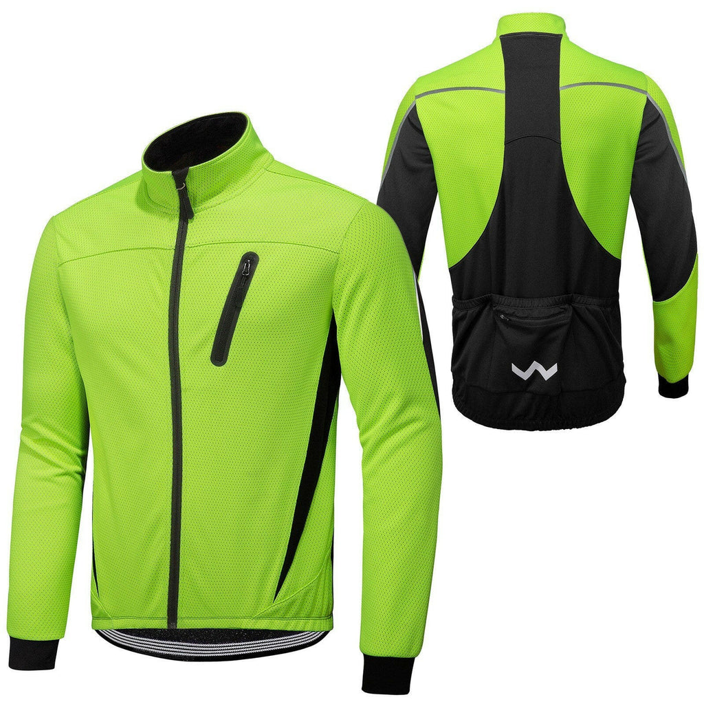 Winter Men Cycling Jacket Waterproof Windproof Thermal Fleece Jacket Coat Bicycle   Running Riding Jacket-WAYBIKER
