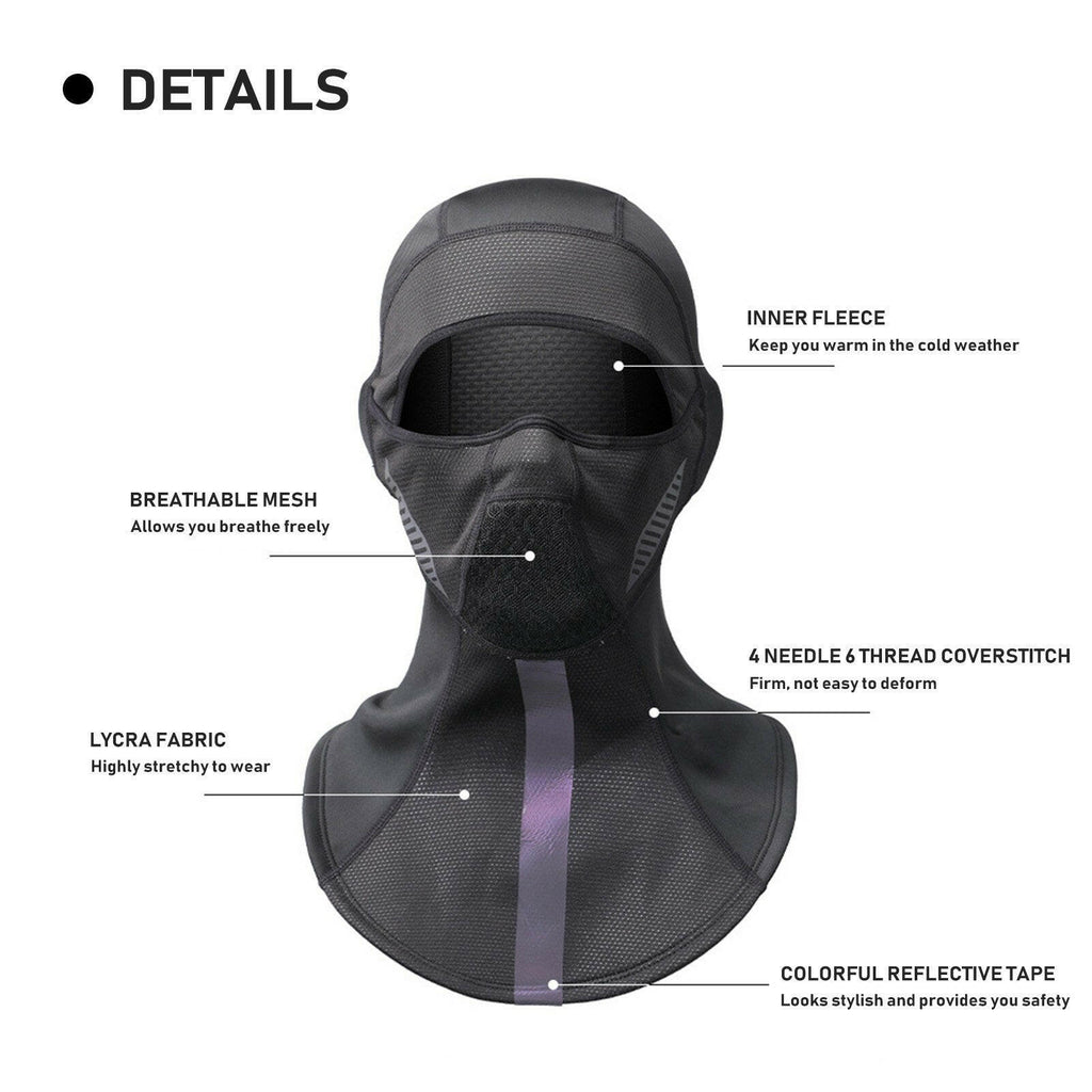 Balaclava Cycling Cap Thermal Face Cover with Reflective Tape Windproof in Winter for Skiing Snowboarding Motorcycling for Men Women-WAYBIKER