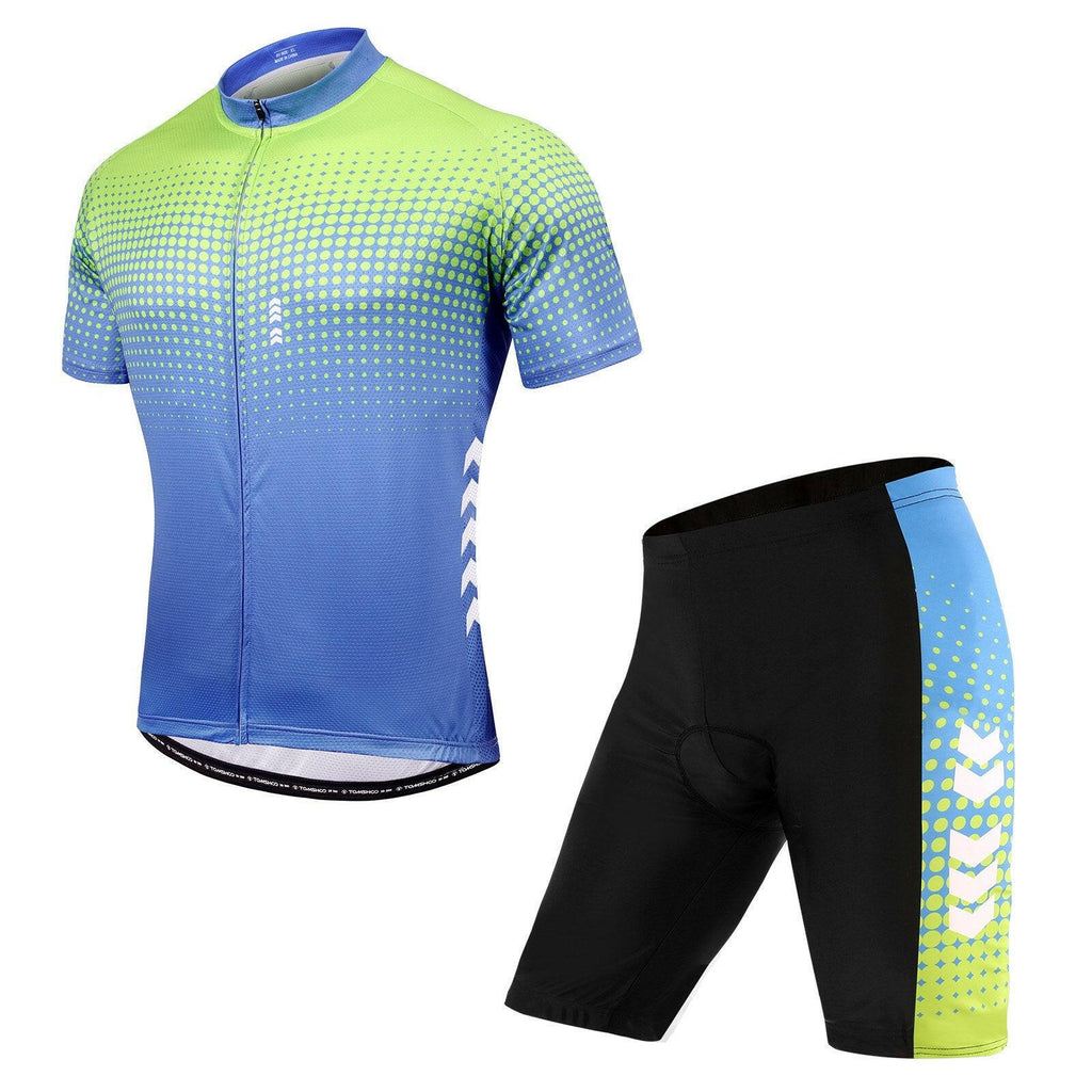 TOM SHOO Men's Summer Short Suits Cycling Set CyclingJersey with 5D Gel Padded Riding Shorts Quick Dry Breathable Cycling Jersey Set for Outdoor Sport Cycling Biking