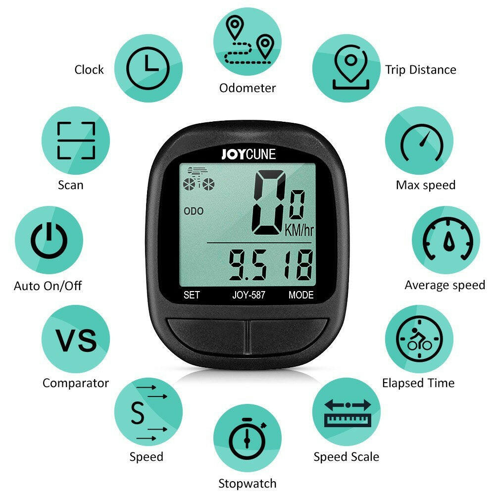 Bike Computer Bicycle Waterproof Wired Speedometer and Odometer Stopwatch Cycle Bike   Computer with LED Display for Outdoor Cycling-WAYBIKER