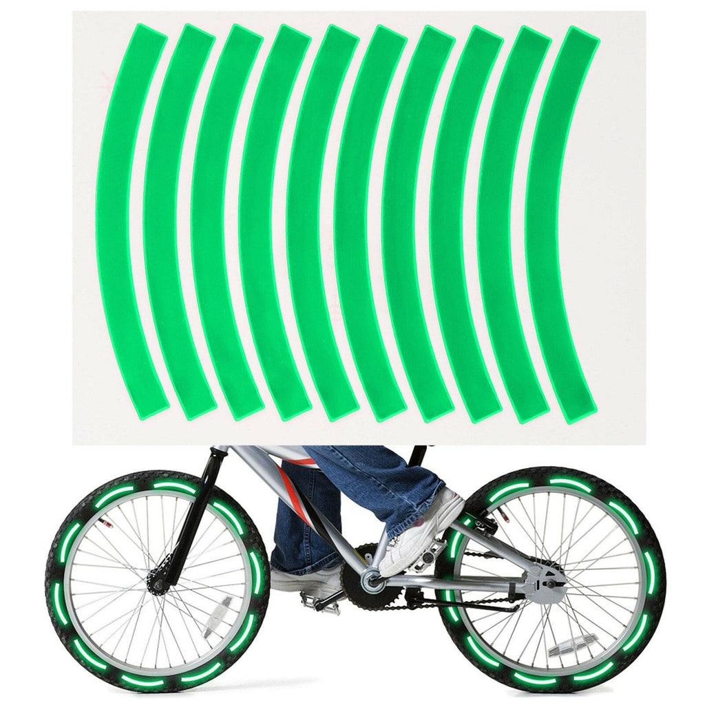 10pcs Adhesive Reflective Tape Cycling Safety Warning Sticker Bike Reflector Tape Strip for Car Bicycle Motorcycle Scooter Wheel Rim Decoration