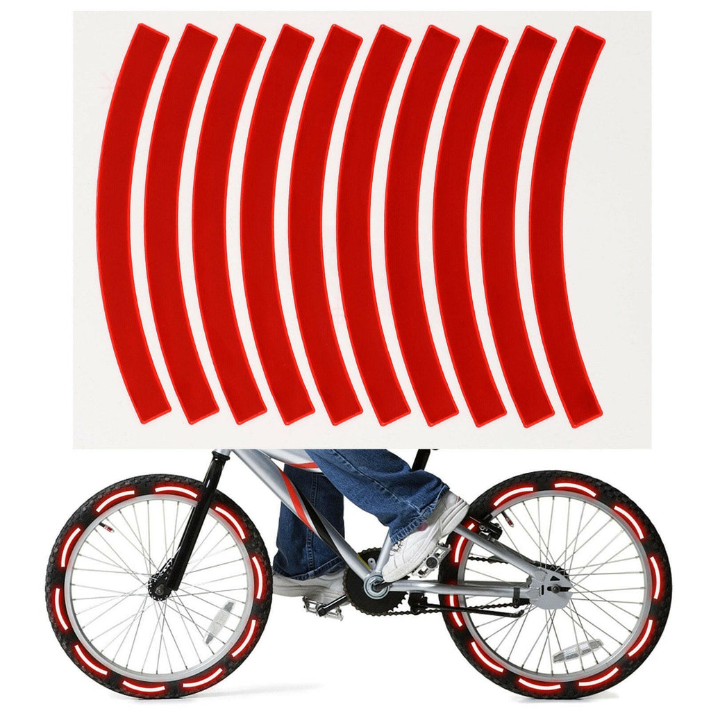 10pcs Adhesive Reflective Tape Cycling Safety Warning Sticker Bike Reflector Tape Strip for Car Bicycle Motorcycle Scooter Wheel Rim Decoration-WAYBIKER
