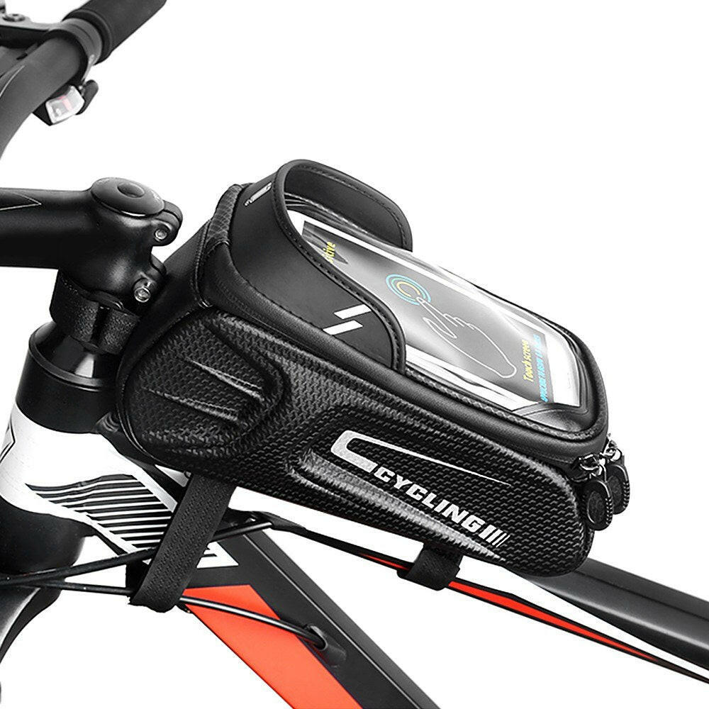 Waterproof Bicycle Top Tube Bag Bike Phone Front Frame Bag Cycling Phone Mount Holder Case for 6.4 Inch Mobile Phone-WAYBIKER