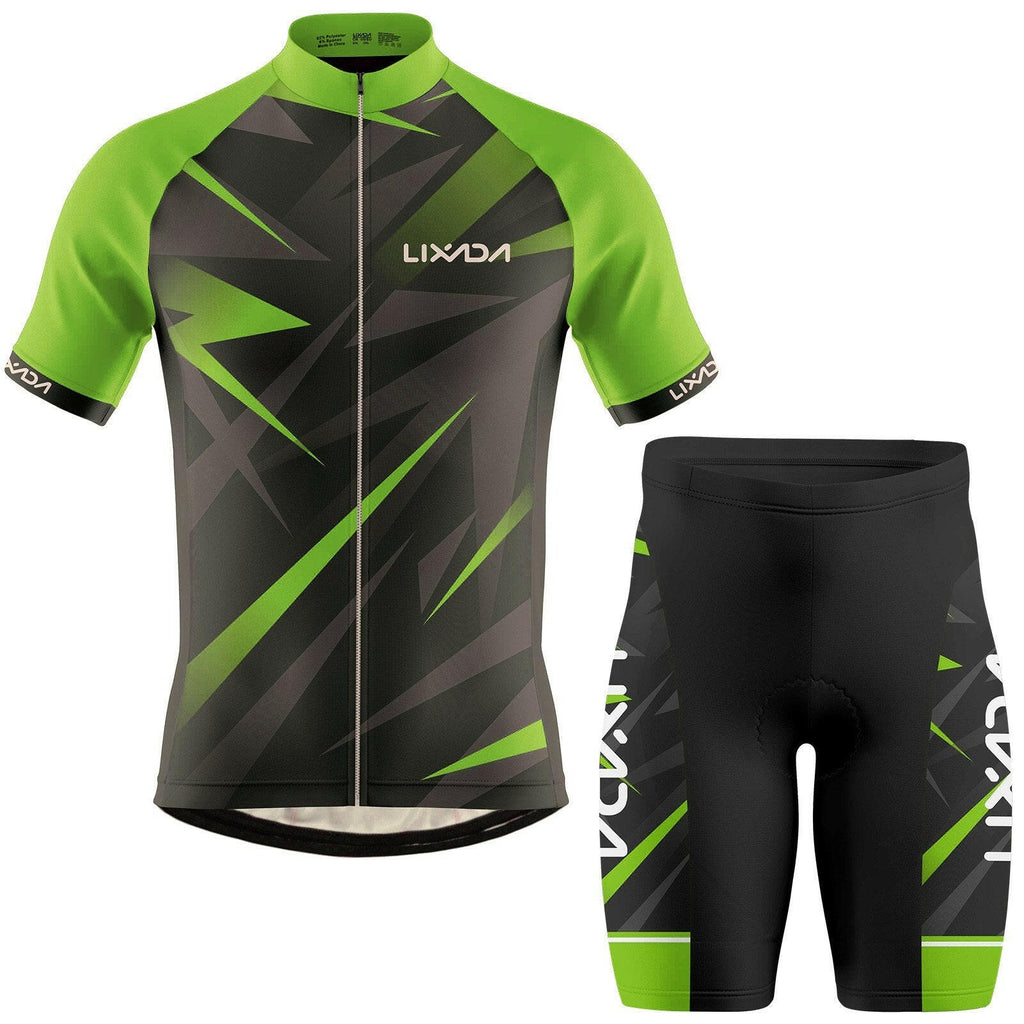 Lixada Men Cycling Jersey Breathable Short Sleeve Bike Shirt and Padded Shorts MTB Bicycle Clothing Suit-WAYBIKER