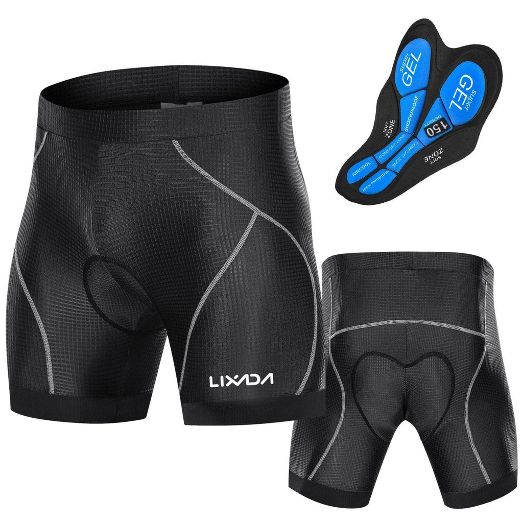Lixada Men Bike Padded Shorts with Anti-Slip Leg Grips Cycling 3D Padded Underwear Bicycle Padding Riding Shorts Biking Underwear Shorts