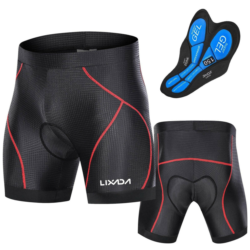 Lixada Men Bike Padded Shorts with Anti-Slip Leg Grips Cycling 3D Padded Underwear Bicycle Padding Riding Shorts Biking Underwear Shorts-WAYBIKER