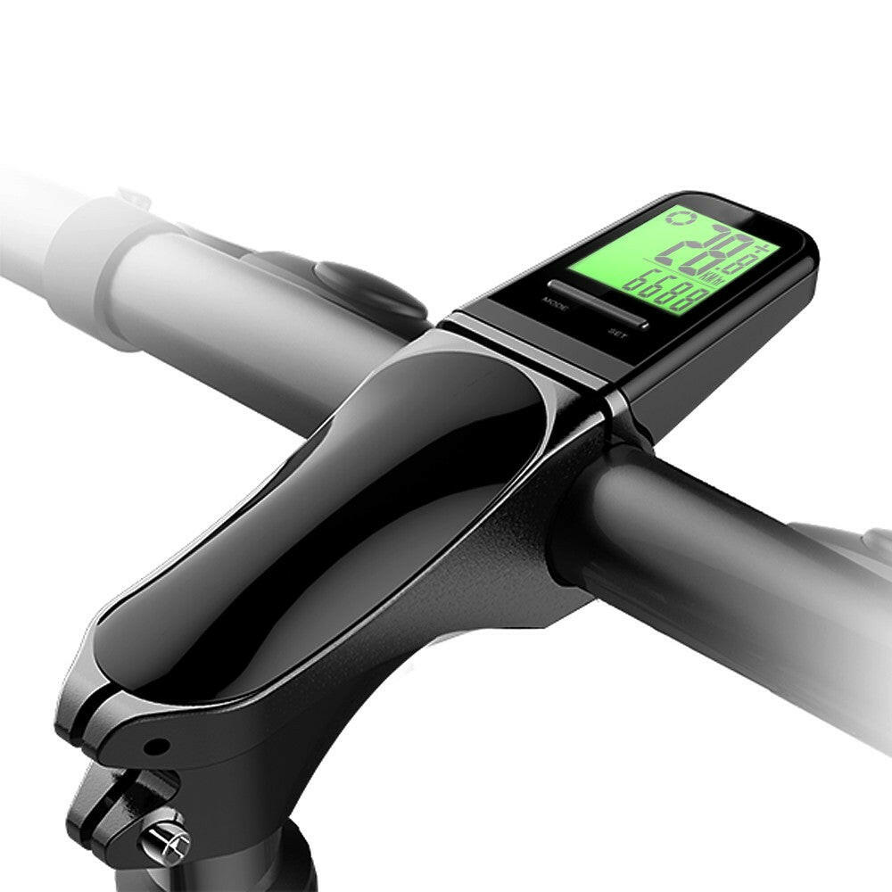 Wireless Bike Stem Computer Multi Functional LCD Screen Cycling Computer Mountain Bike Handlebar Speedometer IP65 Waterproof Odometer Cycling Measurable Temperature Stopwatch-WAYBIKER