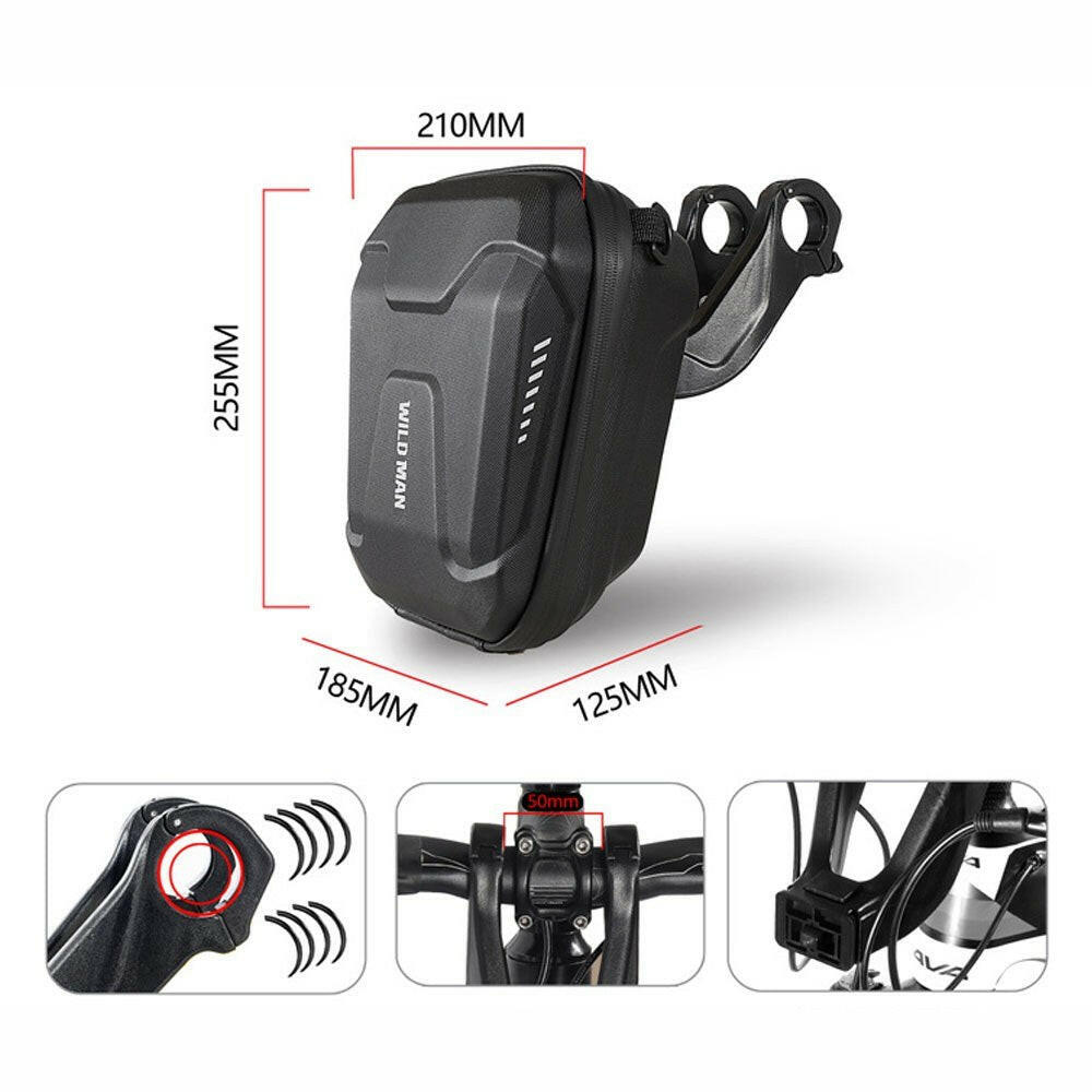 Bike Handlebar Bag Bicycle Front Hanging Bag Waterproof EVA Hard Shell 3L with Shoulder Strap for Mountain Bike Road Bike Electric Scooter-WAYBIKER