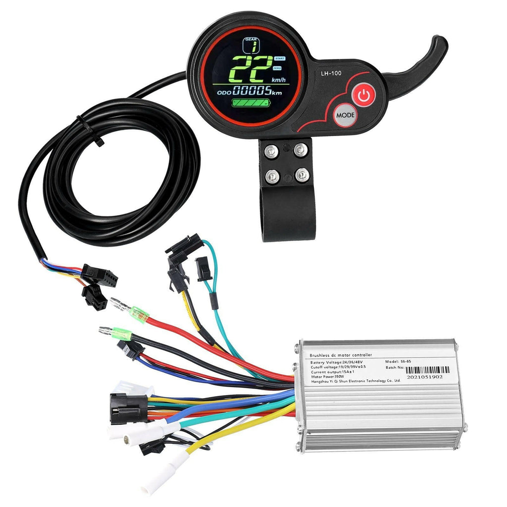 Motor Brushless Controller with Waterproof LCD Display Control Panel 24V-48V 350W Brushless Controller Kit for Electric Bicycle Scooter