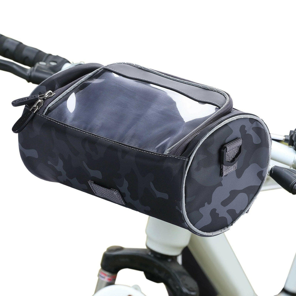 Waterproof Bike Handlebar Bag Bicycle Front Bag Camouflage Touchscreen Phone Holder Bag Pack Shoulder Bag MTB Cycling Storage Bag Pannier