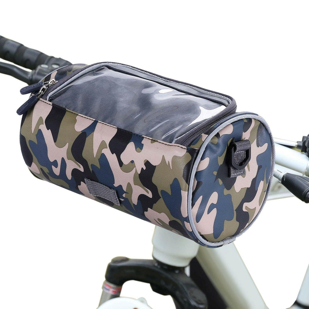Waterproof Bike Handlebar Bag Bicycle Front Bag Camouflage Touchscreen Phone Holder Bag Pack Shoulder Bag MTB Cycling Storage Bag Pannier-WAYBIKER