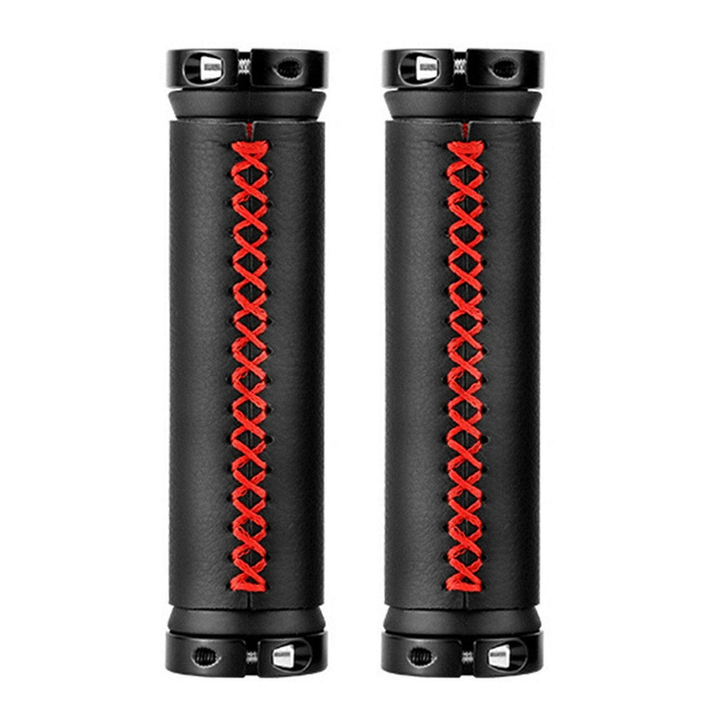 1 Pair of Bike Handlebar Grips Premium PU Double Lock-on MTB Handlebar Cover Anti-slip Cycling Handlebar Grips-WAYBIKER
