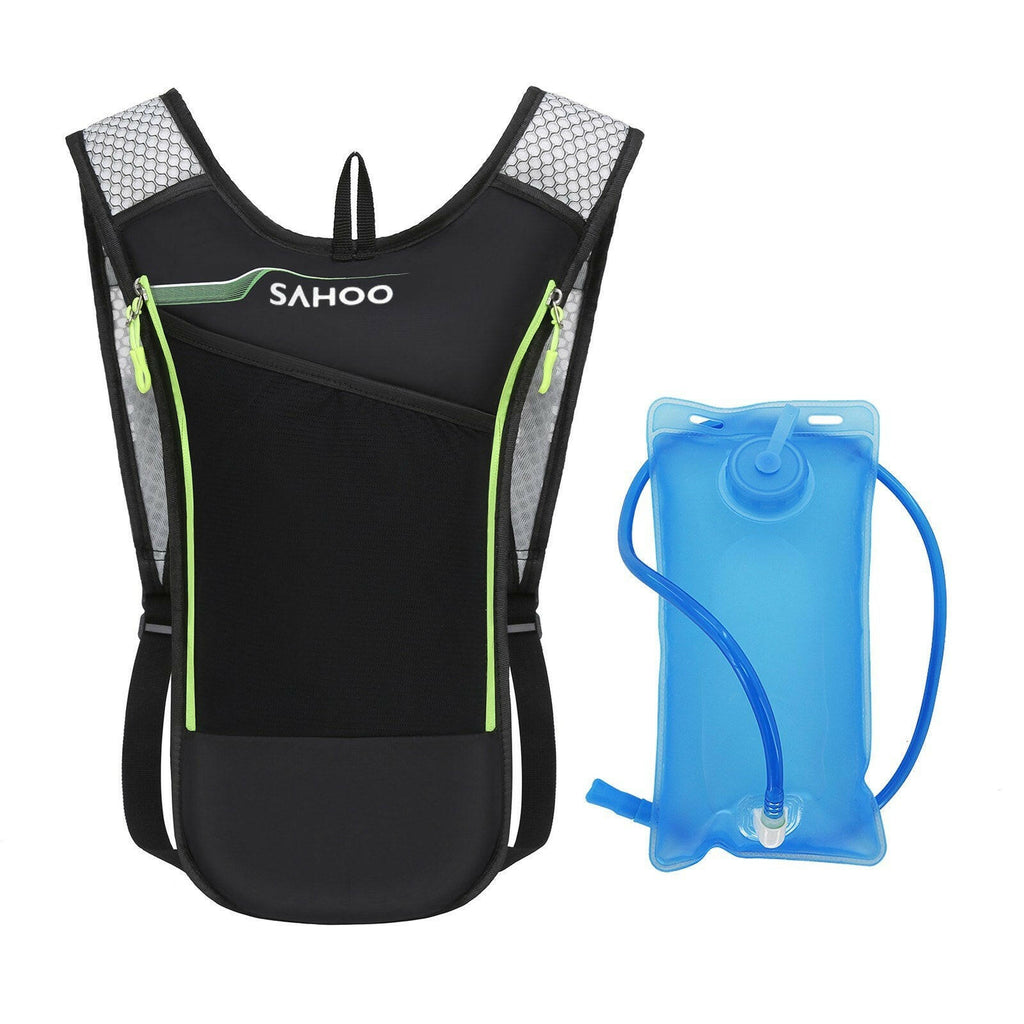 Cycling Backpack Outdoor Running Bag with Drinking Bladder Bicycle Bag Sports Vest Ultralight Riding Bags Women Men Breathable 5L Jogging Travel Daypack Bag + 2L Soft Water Flask for Riding Running Hiking Camping-WAYBIKER