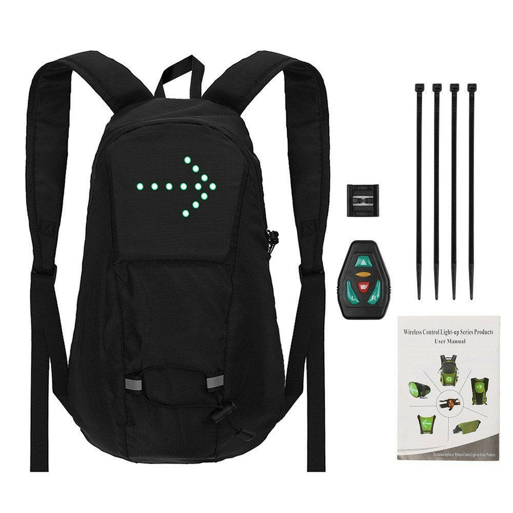 LED Turn Signal Bike Pack 15L LED Backpack with Direction Indicator USB Rechargeable Safety Light Bag Waterproof Bicycle Backpack Wireless Remote Control Bicycle Bag Sports Vest Ultralight Riding Bag-WAYBIKER