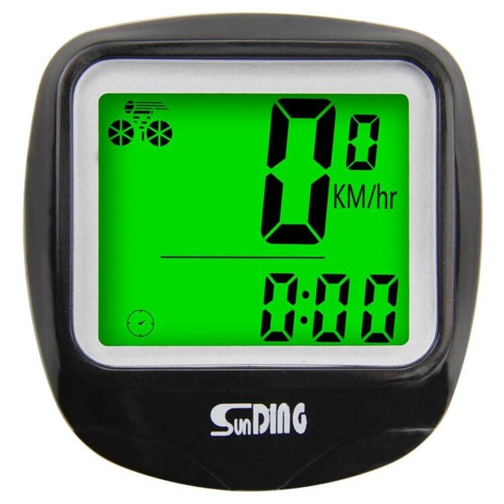 Wired Bike Computer Multi Functional LCD Screen Cycling Computer Mountain Bike Speedometer with Green Backlight Temperature
