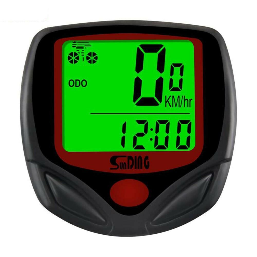 Wired Bike Computer Multi Functional LCD Screen Cycling Computer Mountain Bike Speedometer with Green Backlight Temperature-WAYBIKER