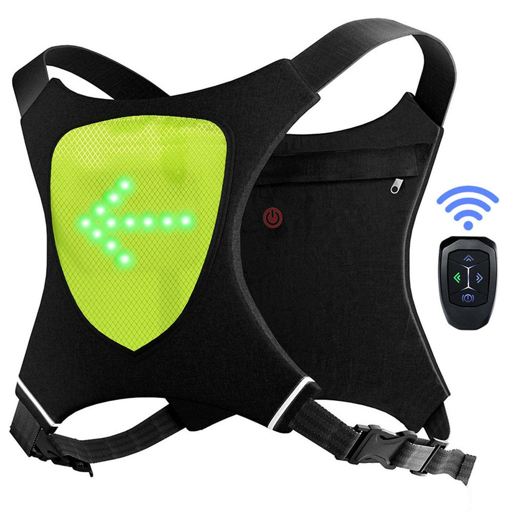 Double-sided LED Turn Signal Bike Pack LED Backpack with Direction Indicator USB Rechargeable Safety Light Bag Waterproof Bicycle Backpack Wireless Remote Control Bicycle Bag Sports Vest Ultralight Riding Bag