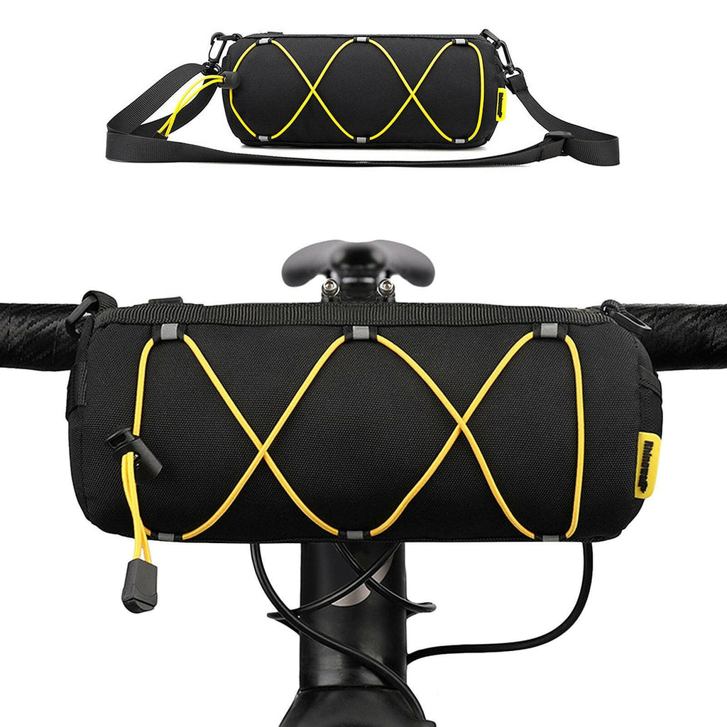 Bike Handlebar Bag Cycling Front Cylinder Storage Bag Bicycle Mobile Phone Holder Front Frame Top Tube Pouch Shoulder Bag Elastic Band-WAYBIKER