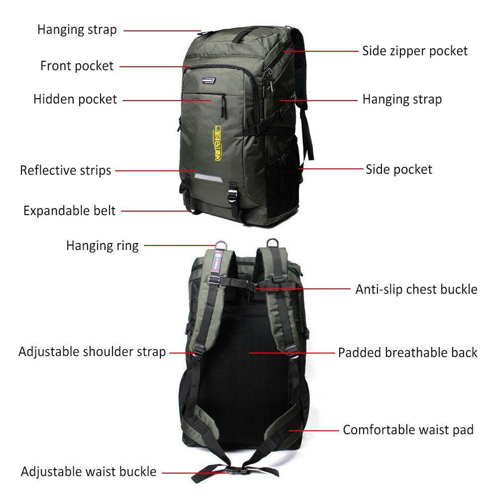 80L Mountaineering Backpack Waterproof Outdoor Running Bag Bicycle Bag