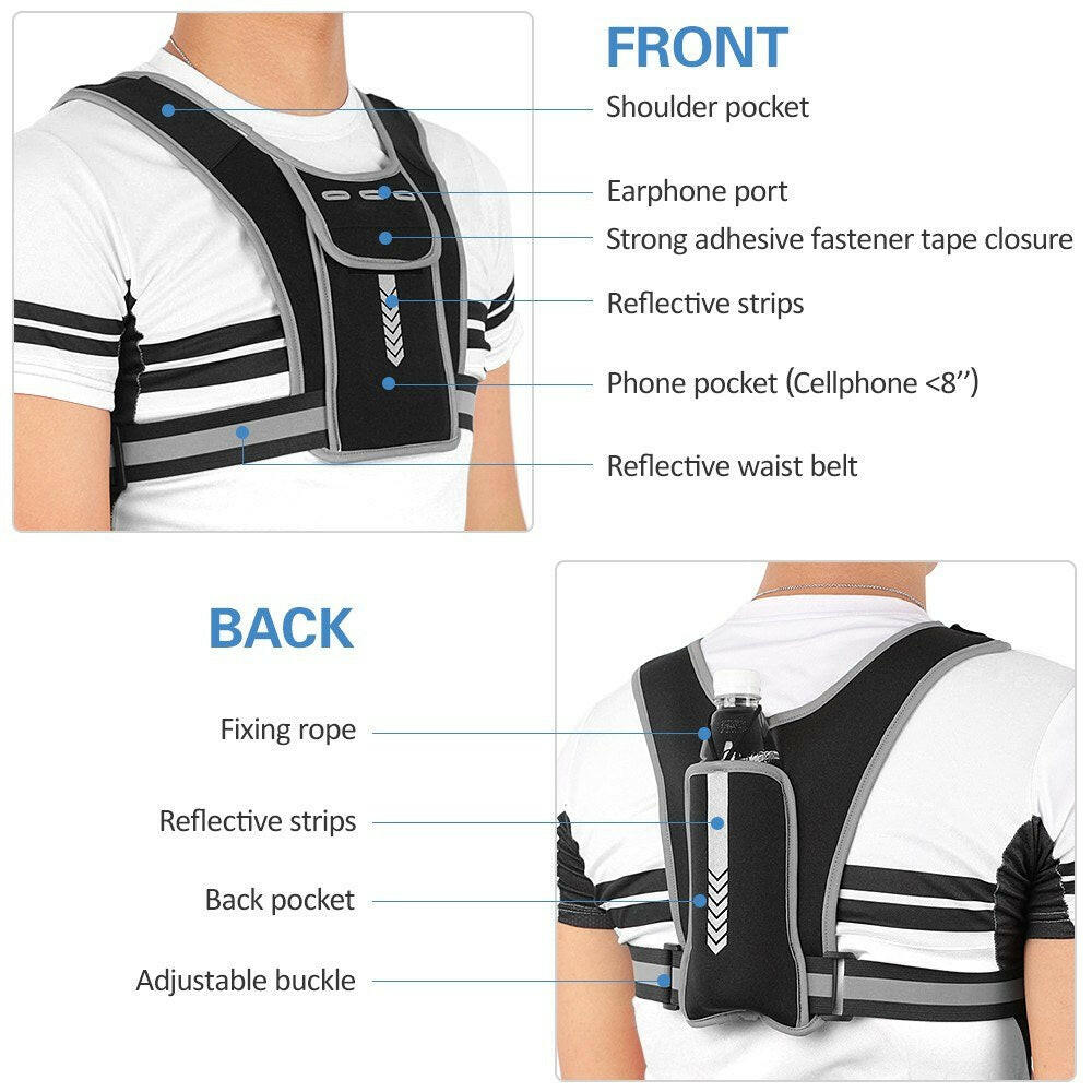 Outdoor Sports Chest Bag Reflective Hands Free Running Backpack Vest Adjustable Shoulder Pack Ultralight Riding Bags For Camping Hiking Cycling Mountaineering-WAYBIKER