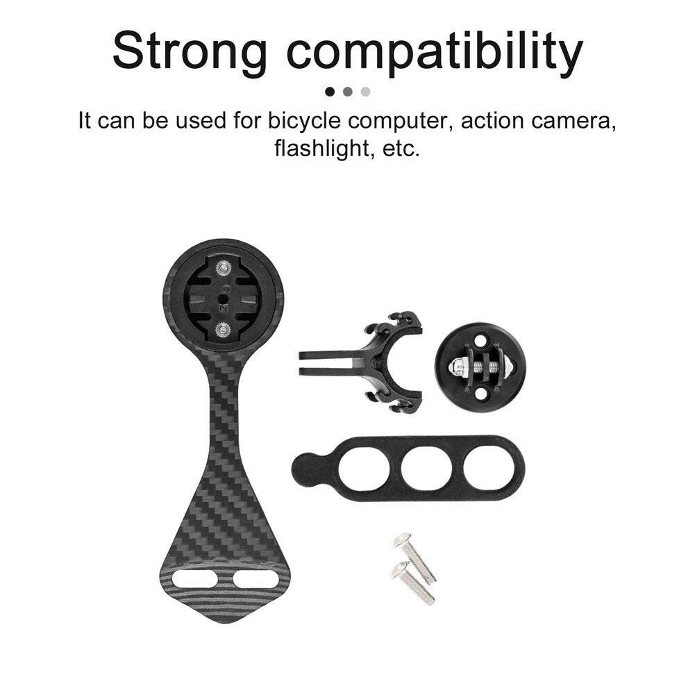 Bike Computer Mount Out Front Mount Carbon Fiber Bicycle Speedometer Bracket for Mountain Bike Road Bike Handlebar-WAYBIKER