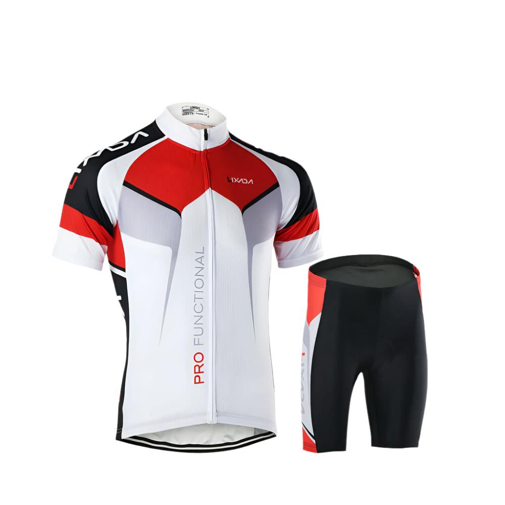 Men Breathable Quick Dry Comfortable Short Sleeve Jersey + Padded Shorts Cycling Clothing Set Riding Sportswear-WAYBIKER