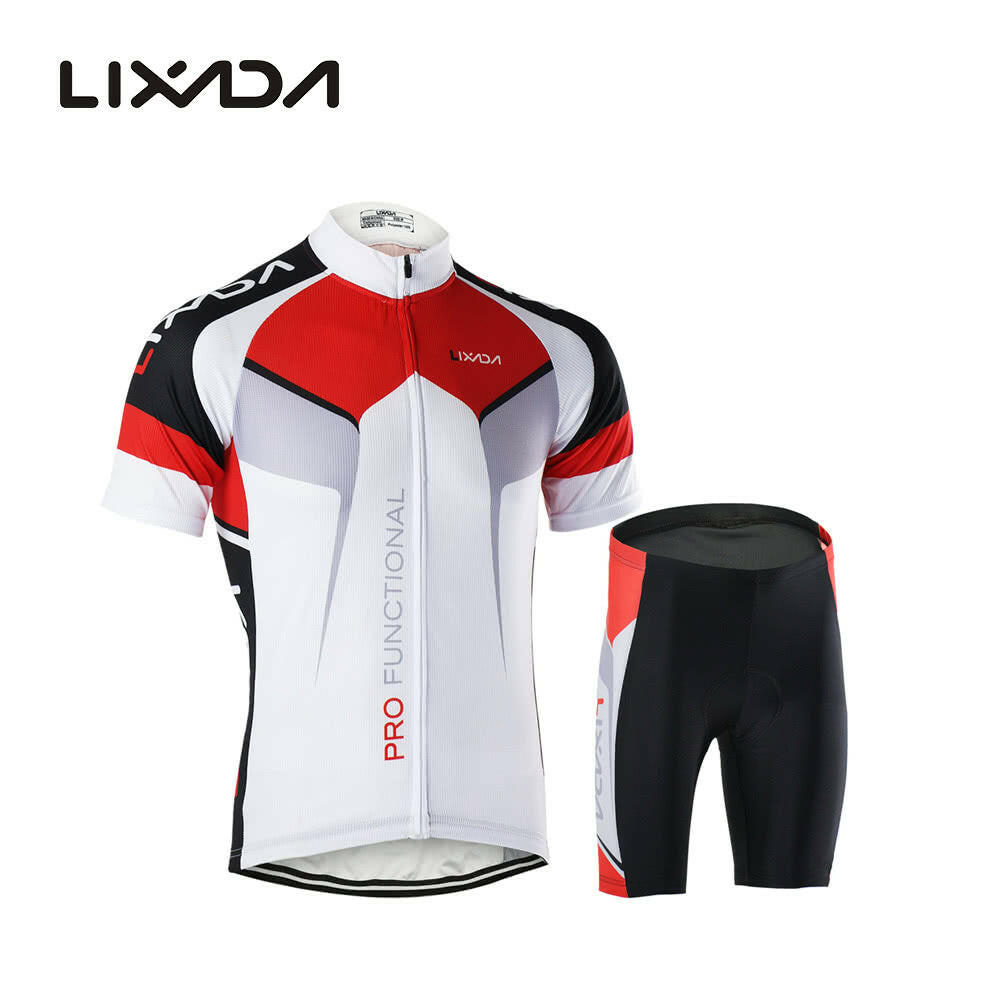 Men Breathable Quick Dry Comfortable Short Sleeve Jersey + Padded Shorts Cycling Clothing Set Riding Sportswear-WAYBIKER