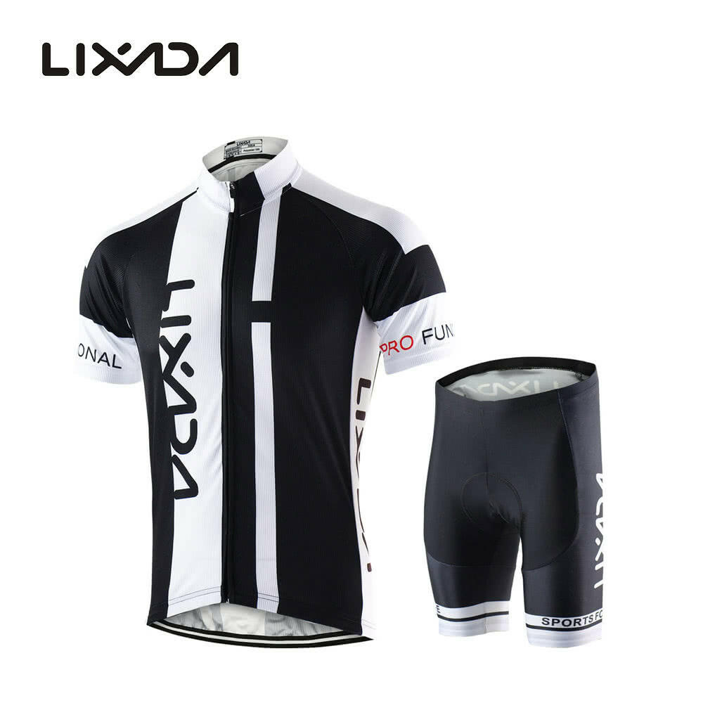 Men Breathable Quick Dry Comfortable Short Sleeve Jersey + Padded Shorts Cycling Clothing Set Riding Sportswear-WAYBIKER