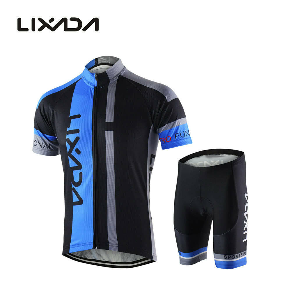 Men Breathable Quick Dry Comfortable Short Sleeve Jersey + Padded Shorts Cycling Clothing Set Riding Sportswear-WAYBIKER