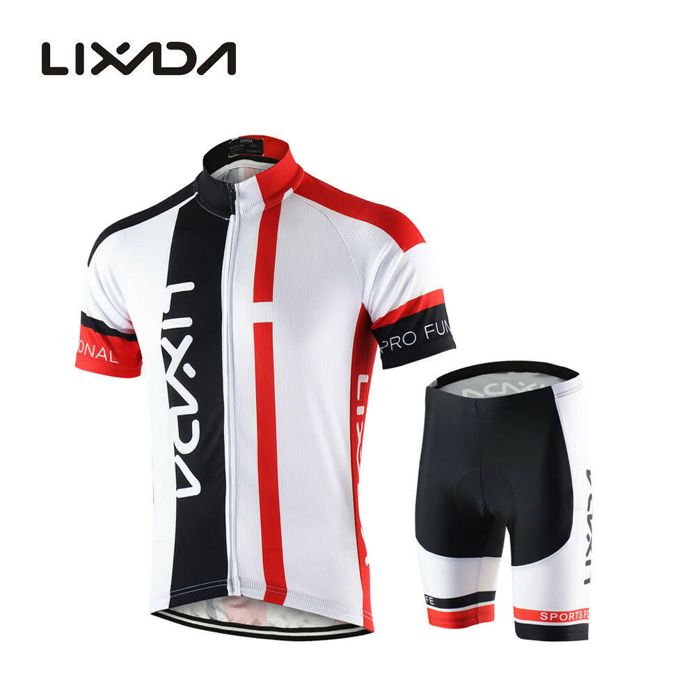 Men Breathable Quick Dry Comfortable Short Sleeve Jersey + Padded Shorts Cycling Clothing Set Riding Sportswear-WAYBIKER