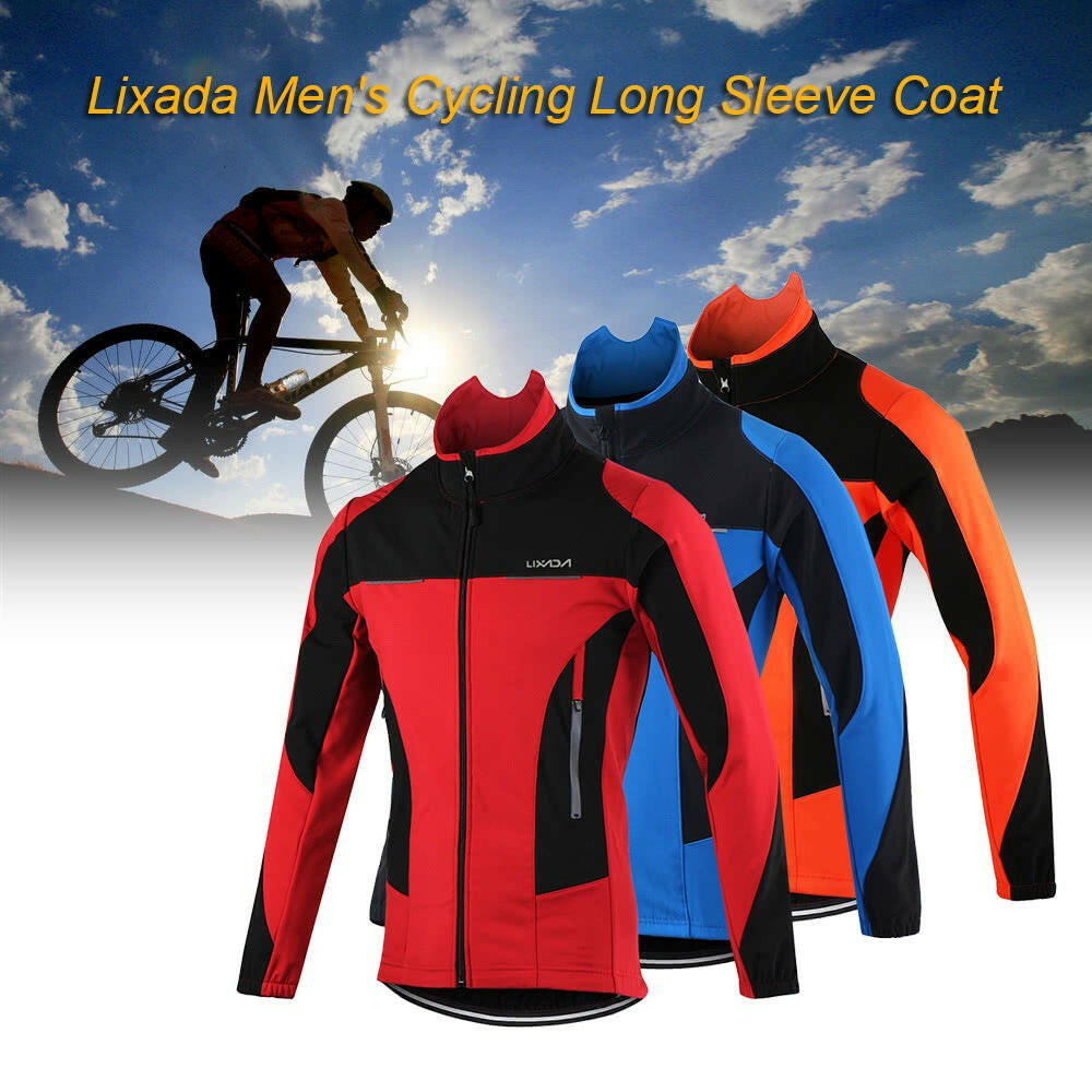 Lixada Men's Outdoor Cycling Jacket Winter Thermal Breathable Comfortable Long Sleeve Coat Water Resistant Riding Sportswear