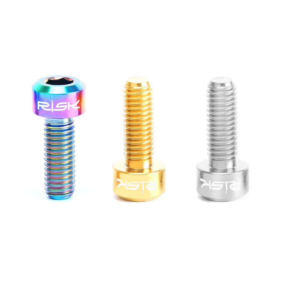 RISK 2PCS M5¡_14mm Titanium Bolts for Bike Thumb Shifter Fixed Screws Ti Conjoined Hexagon Ti Screws Ti Fastener MTB Bicycle Parts-WAYBIKER