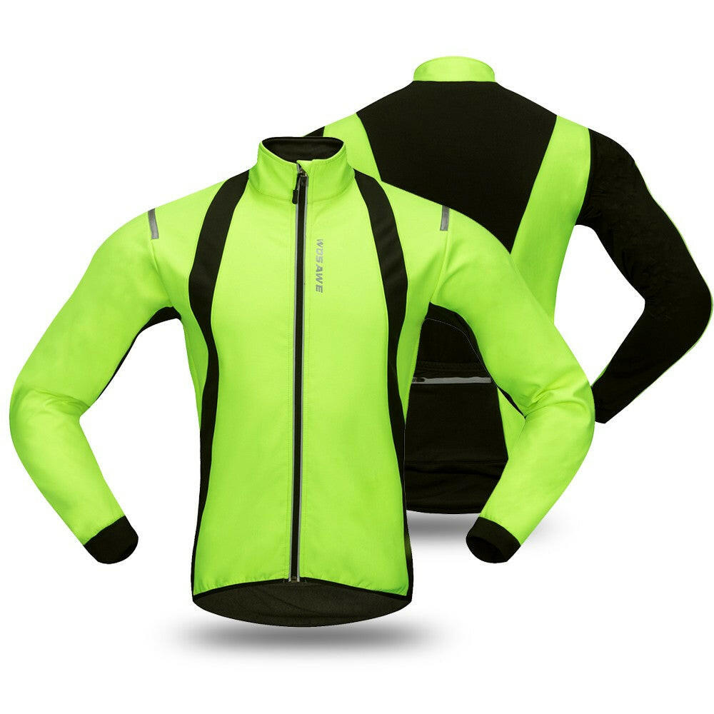 WOSAWE Men's Cycling Jacket Windproof Warm Fleece Winter MTB Bike Bicycle Riding Jersey Outdoor Sport Coat