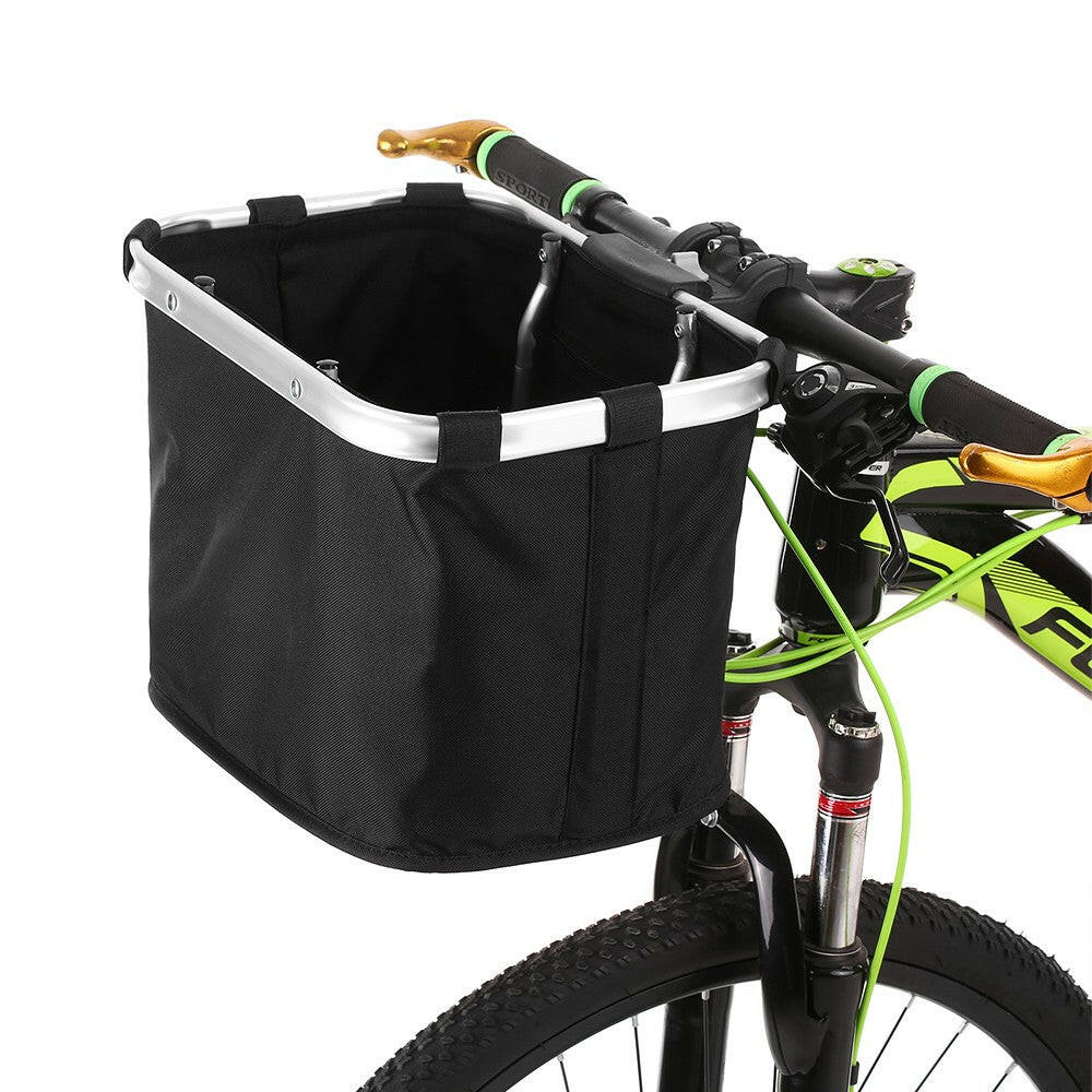 Lixada Bicycle Front Basket Folding Removable Bike Handlebar Basket Pet Cat Dog Carrier Bag Aluminum Frame Top Handles