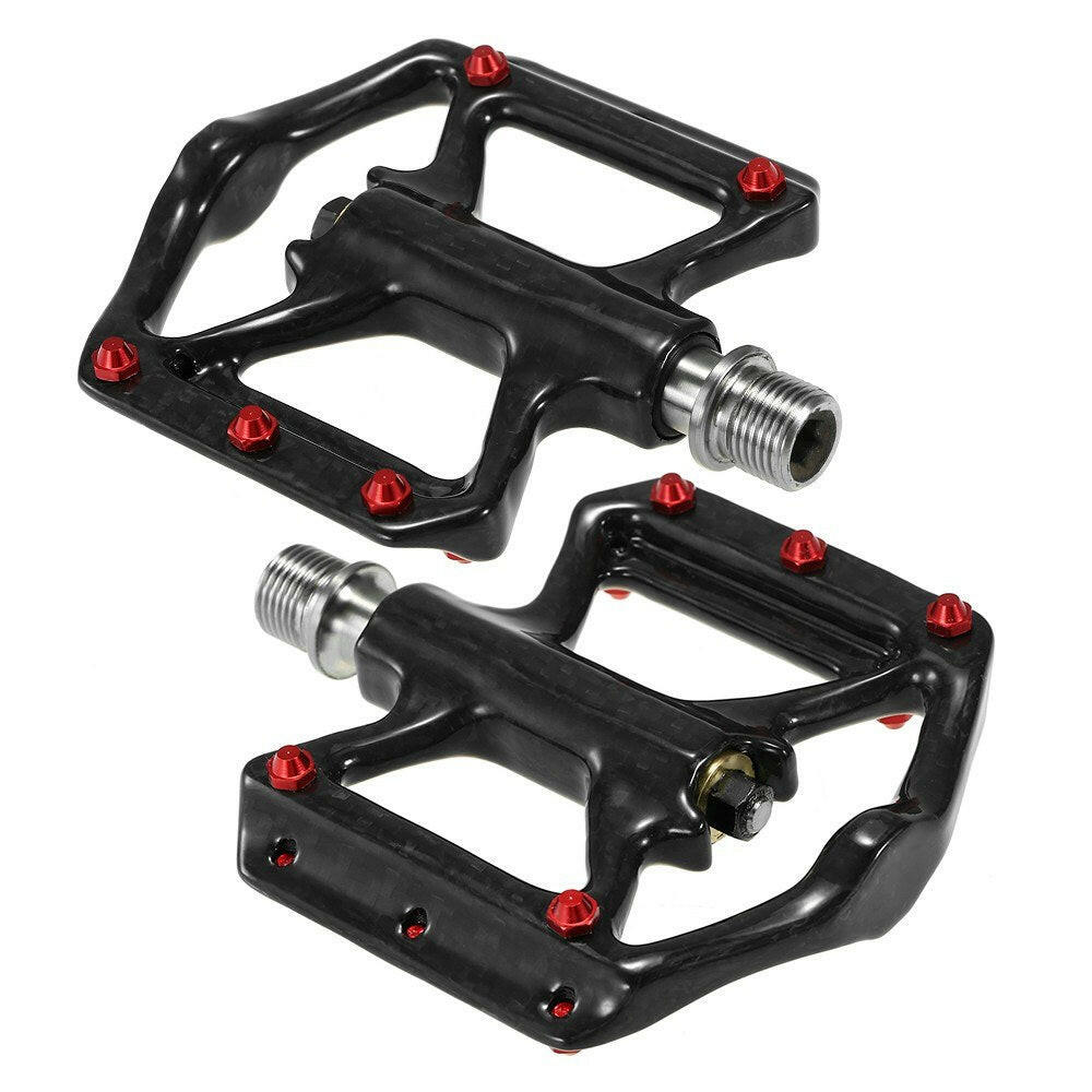 Ultra Light Bike Pedals Lightweight Carbon Fiber Platform Pedals Three Bearing MTB Road Bike Bicycle Cycling Pedals Titanium Axle-WAYBIKER