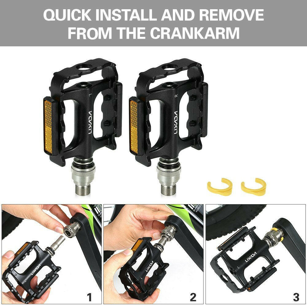Lixada Bike Quick Release Pedals MTB Bike Bicycle Cycling Platform Pedal with Pedal Extender Adapter