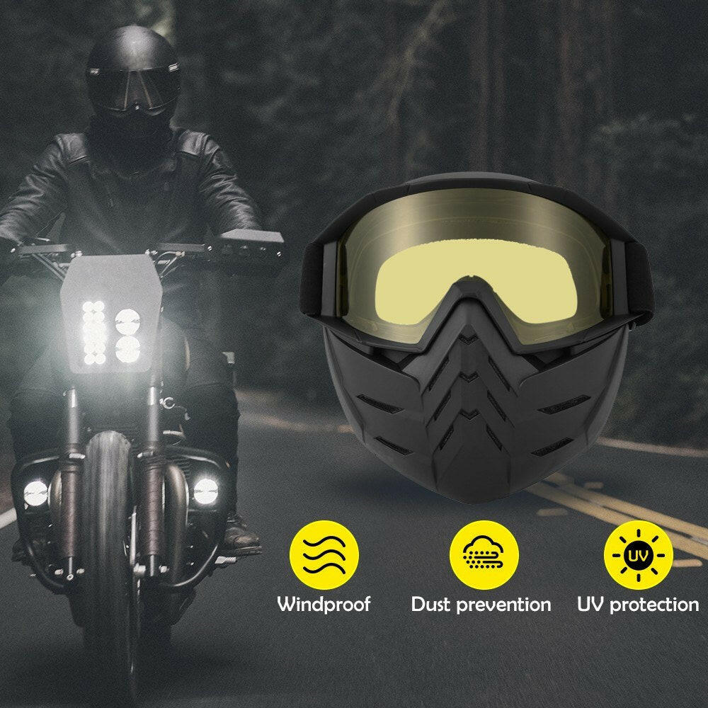Motorcycling Goggles UVA400 Protection Winter Skiing Goggle Riding Skating Sports Goggle with Detachable Mask-WAYBIKER