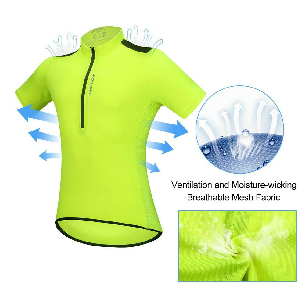 Men's Short Sleeve Cycling Jersey Breathable Half Zipper MTB Riding Biking Bicycle Shirt Top