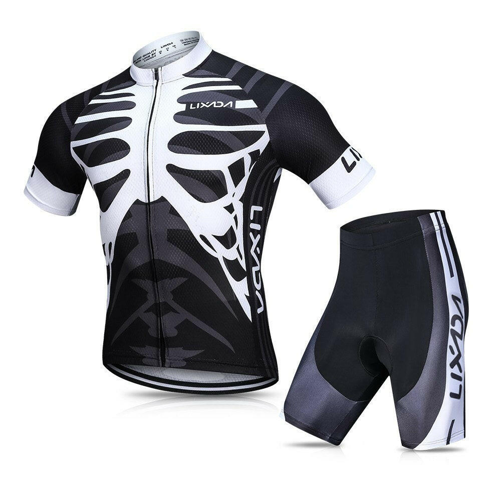 Lixada Men's Cycling Jersey Set Breathable Quick-Dry Short Sleeve Biking Shirt with Gel Padded Shorts MTB Bike Cycling Clothing Set-WAYBIKER